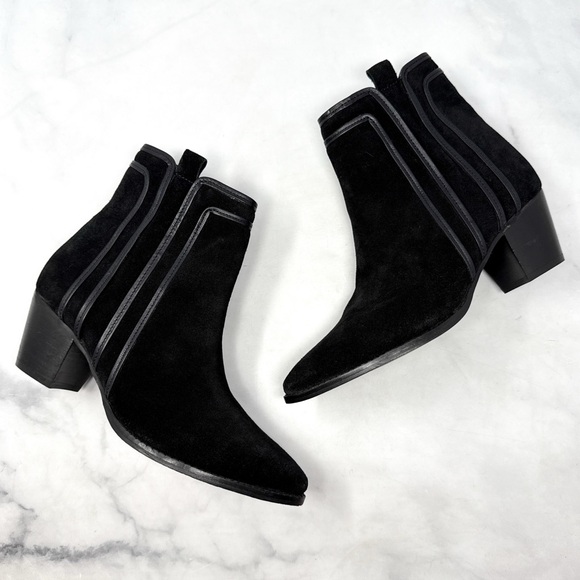 Coconuts by Matisse Ford Suede Leather Almond Toe Minimalist Ankle Boots Black - Picture 2 of 13